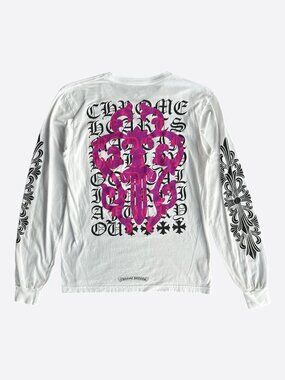Chrome Hearts White & Black Dagger Logo Longsleeve T-Shirt